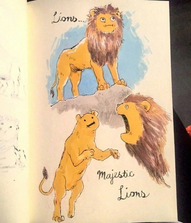 Lions, majestic lions - a lion, Drawing, Artist