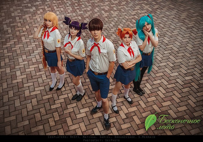 Another group photo from Workers' Children. - My, Endless summer, Visual novel, Workers' Children, Cosplay, Russian cosplay