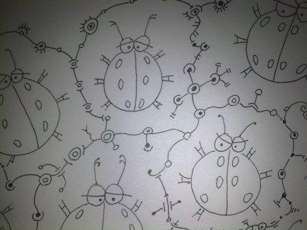 We draw a coloring book bugs - My, Children's drawings, Drawing, Жуки, Madness, Coloring, Longpost