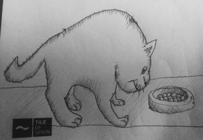 I drank tea, saved a fat cat near the zhrachka - Drawing, My, Pen drawing