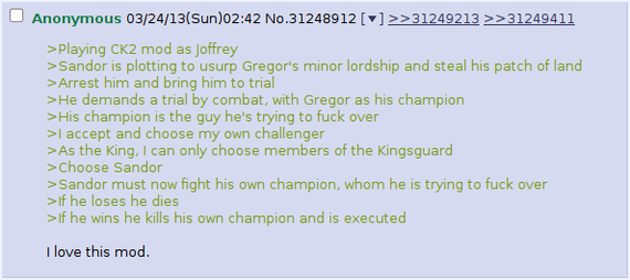 Sandor's dilemma - Games, Crusader kings ii, 4chan, Coolstory, Game of Thrones