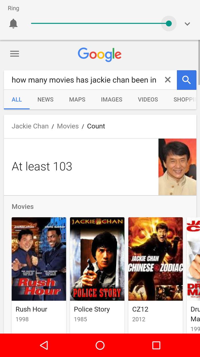 Google doesn't know exactly how many films Jackie Chan starred in - Jackie Chan, Search queries