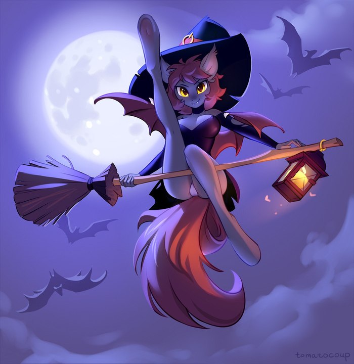 Witch - NSFW, My little pony, Original character, Batpony, PonyArt, Art, Anthro, MLP Suggestive