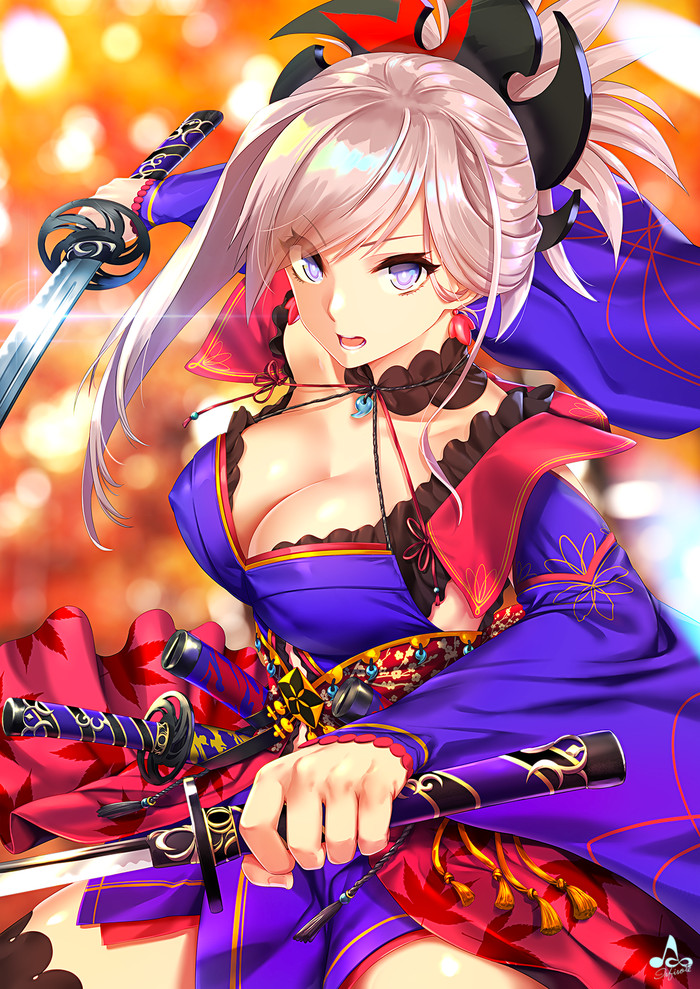 Anime art - Anime Art, Аниме, Fate Grand Order, Miyamoto musashi, Кимоно, Cleavage