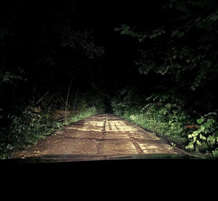 Horror - My, Mobile photography, Atmosphere, Forest, Night, Road, Horror, Longpost