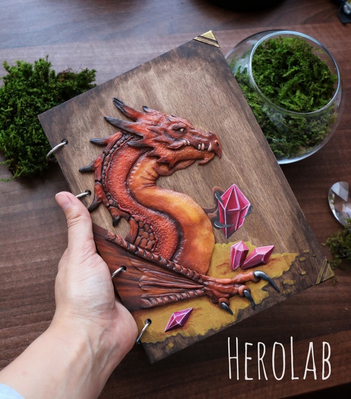 Notebook with the Dragon Aroving, based on the great Smaug - My, The Dragon, Notebook, The hobbit, Smaug, Handmade, Fantasy, Artbook, Polymer clay, Longpost