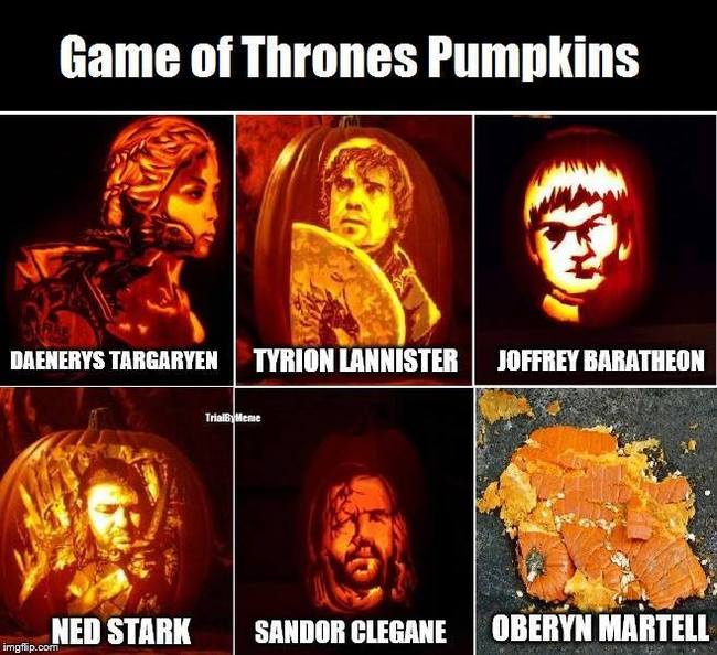 Festive Westeros pumpkins for every taste - Game of Thrones, Halloween pumpkin, Daenerys Targaryen, Ned stark, Oberyn Martell, Sandor Clegane