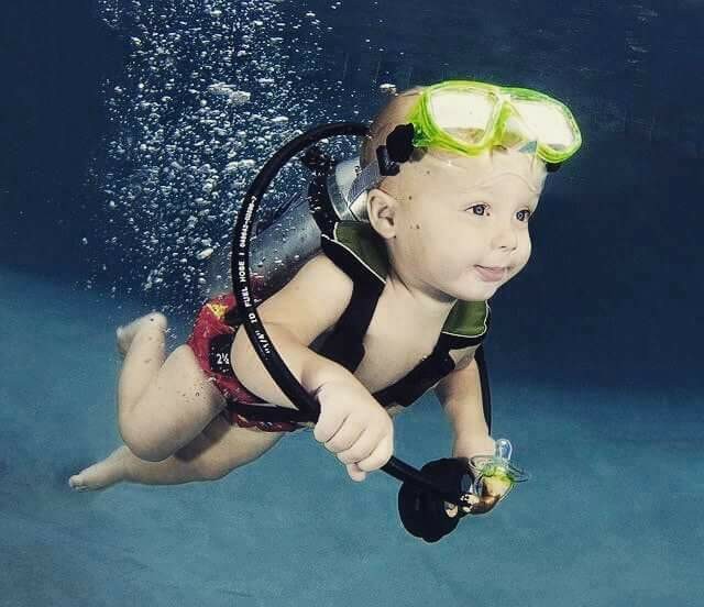 My mini diver - My, Diving, Submariners, Children, Dive, Under the water, Diving