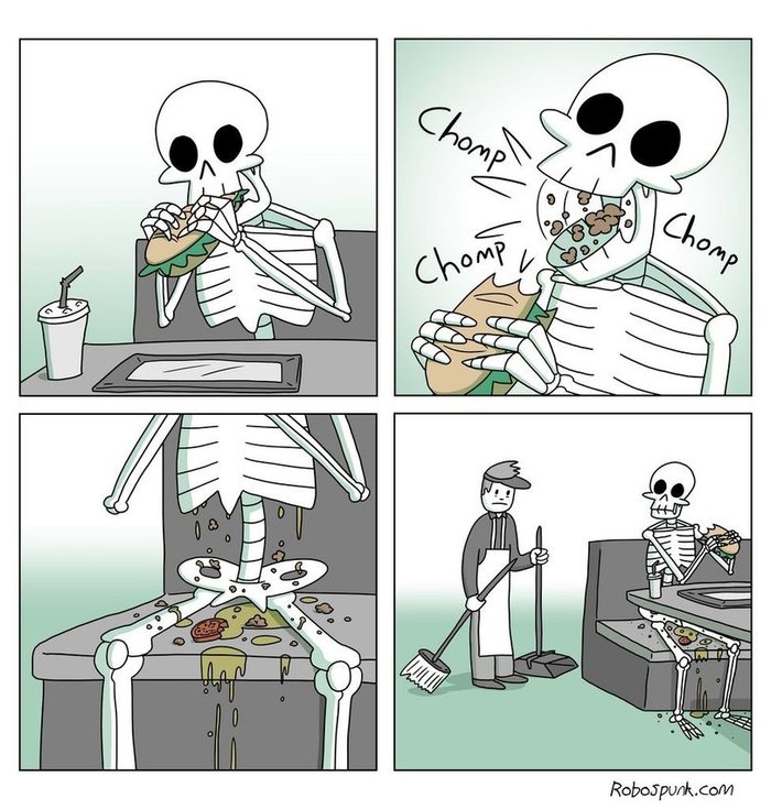 Skeleton at lunch - Robospunk, Skeleton, LUNCH, Comics