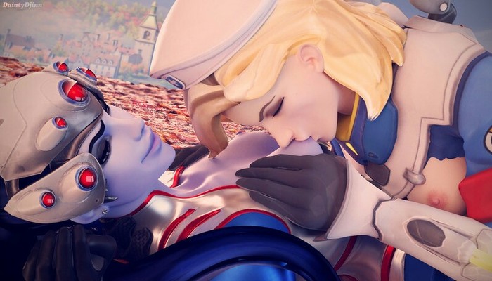 The girls are relaxing :) - NSFW, Overwatch, Art, Widowmaker, Mercy, Strawberry