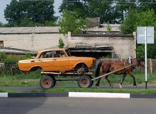 Really one horsepower - Horses, Car, Road, Cab, Driver, Speed, Cart
