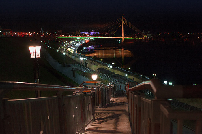 Night embankment - My, The photo, Night, Lights, Embankment, Tyumen