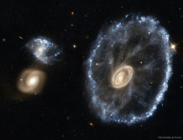 The Cartwheel Galaxy (ESO-350-40) from the Hubble Telescope - Galaxy, Space, Text, Hubble telescope, 