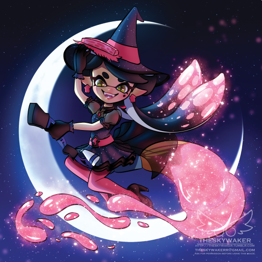 Witches Callie and Marie - Splatoon, Woomy, Inklings, Squid Sisters, Witches, Halloween, Art