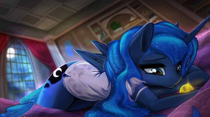 Sad moon - My Little Pony, PonyArt, Princess Luna, Fidzfox, Антро