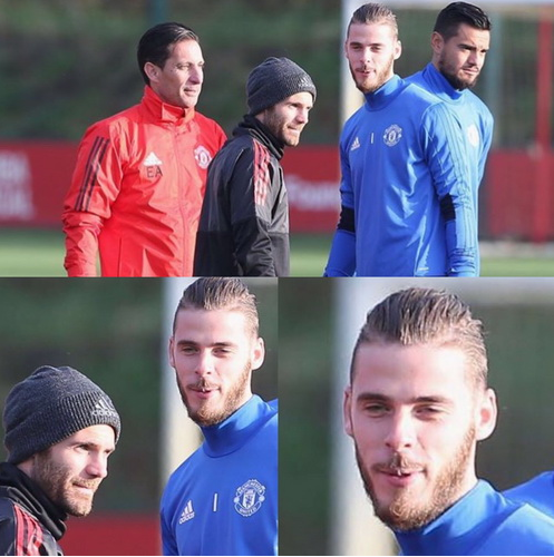 Juan Mata jokes with David de Gea - , Manchester United, David De Gea