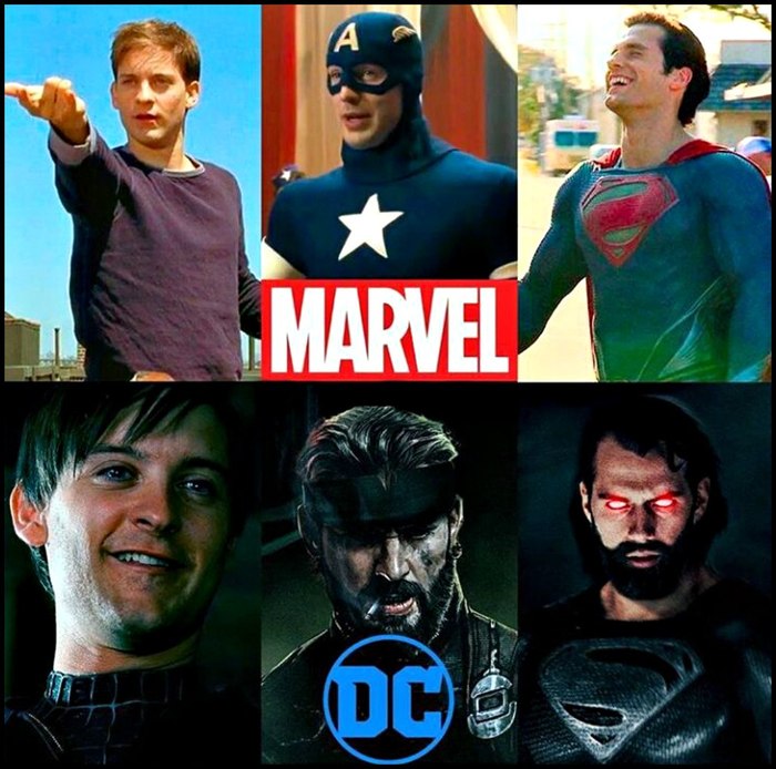 Oh, these DCs with their gloominess - Dc comics, Marvel, Comics, Humor, Gloomy, Spiderman, Captain America, Superman