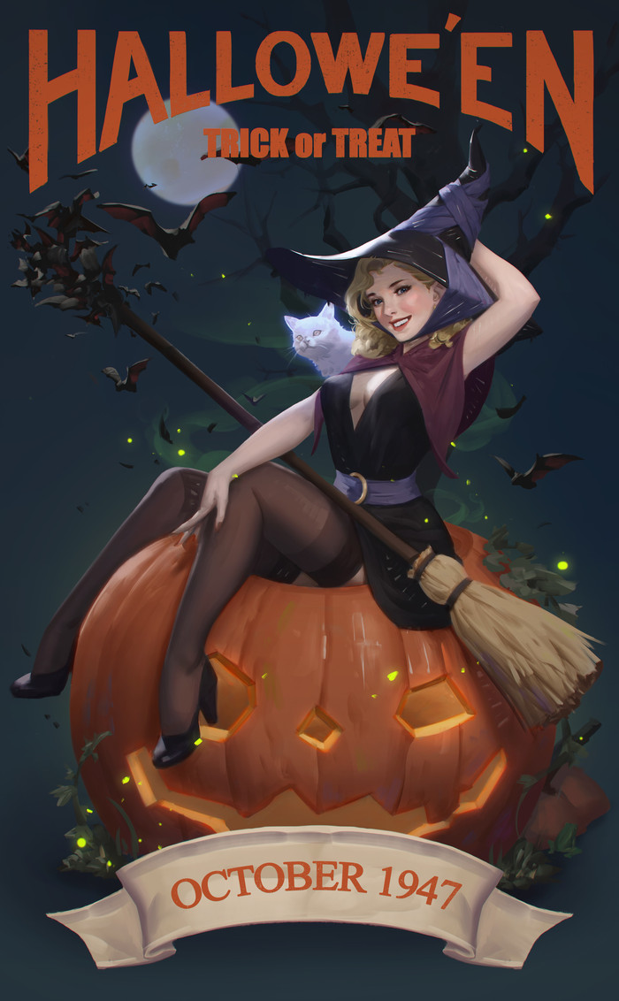 Halloween Magic - , Halloween, Images, Art, Girls, Witches, Interesting, A selection, Longpost