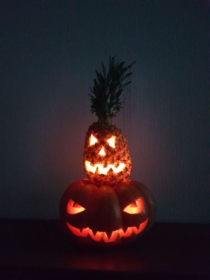 On the eve of Halloween, office pumpkins and office pineapple - My, Halloween, Halloween pumpkin, , 