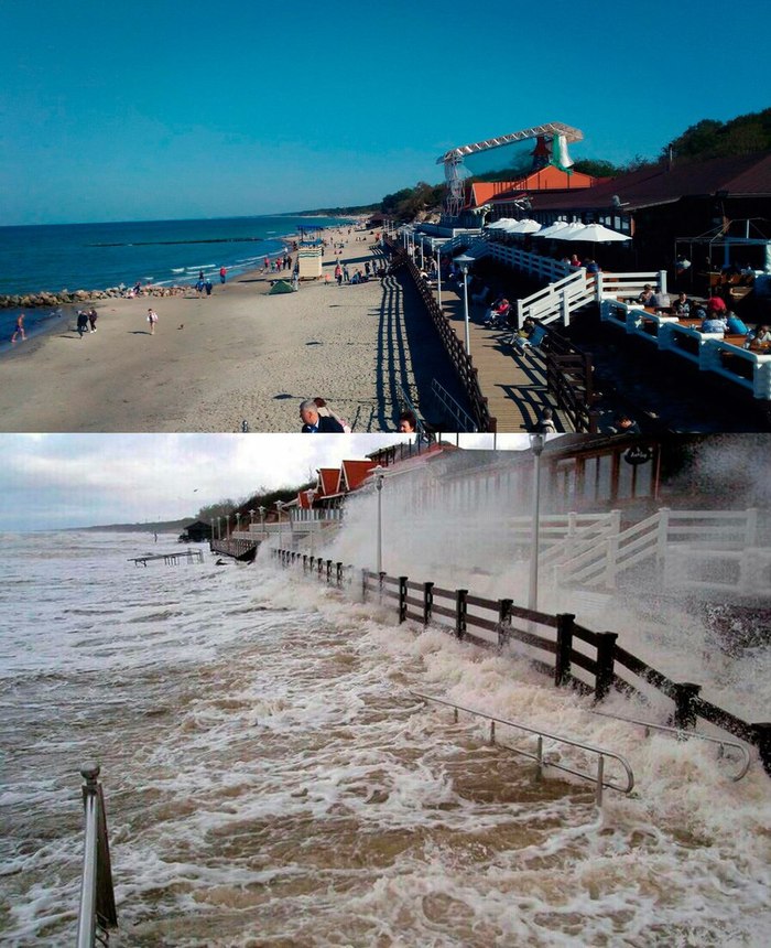 Weekdays of the resort town - Zelenogradsk, Storm, Kaliningrad region, Element