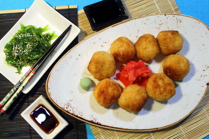 Rice balls with shrimp in batter. - My, Recipe, Video recipe, Cooking, Japanese food, , Shrimps, Rice, Food, Video, Longpost