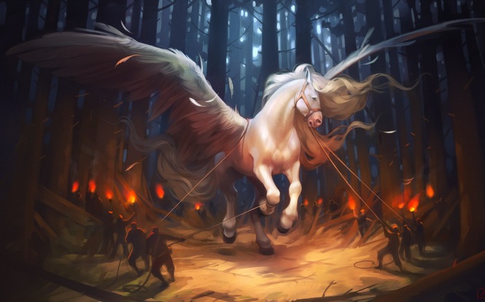 Pegasus Hunt - Art, Images, Pegasus, Horses, Illustrations, Fantasy