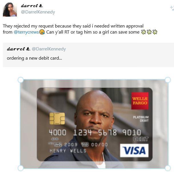 Rejected with card design - Money, Bank card, Terry Crews