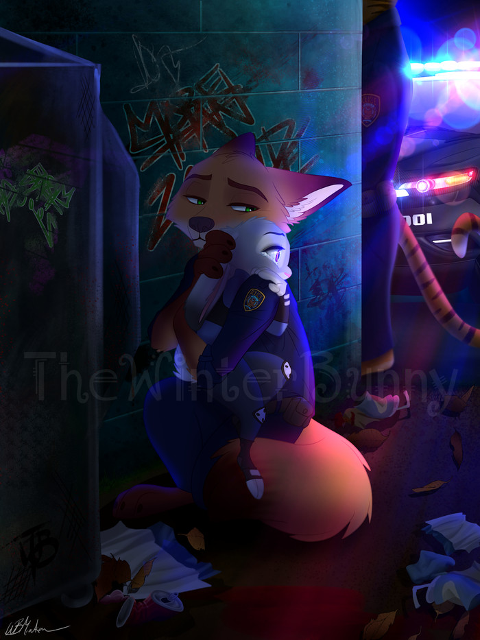 Don't cry, Judy... - Art, Zootopia, Nick and Judy, Police, Thewinterbunny