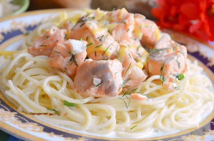 Salmon in creamy garlic sauce - , , Recipe