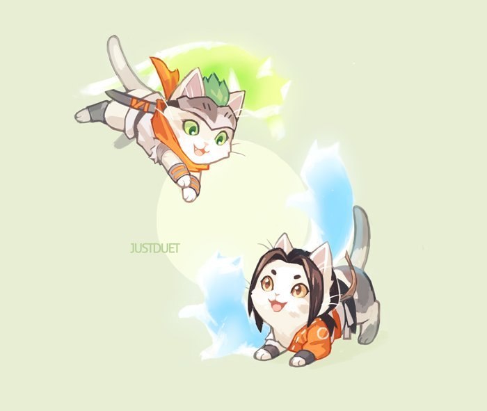 Overcats - Blizzard, Overwatch, Tracer, Widowmaker, Pharah, Mercy, Art, cat, Longpost