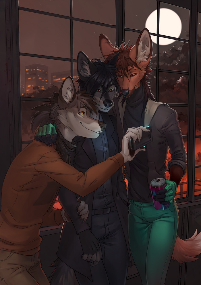 Friends - Night, Wolf, Furry, Art, Orphen sirius