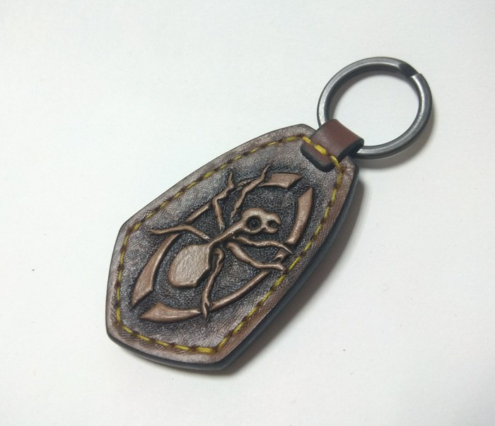 Keychain Prodigy - Handmade, Leather, Leather, Keychain, The prodigy, Handmade, My, Longpost, Embossing on leather