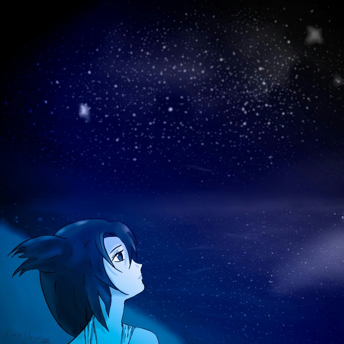 Night, stars, romance! - Visual novel, Endless summer, Art, Sad-Tyan, Lena