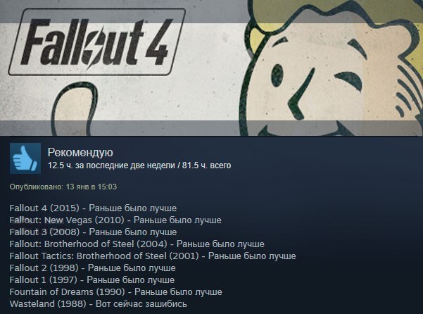 Fallout and true oldfags - Steam, Fallout, Games, Overview