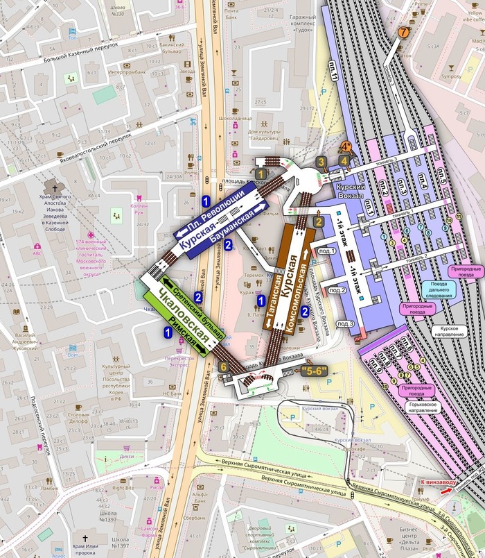 План курского вокзала в москве горьковское направление