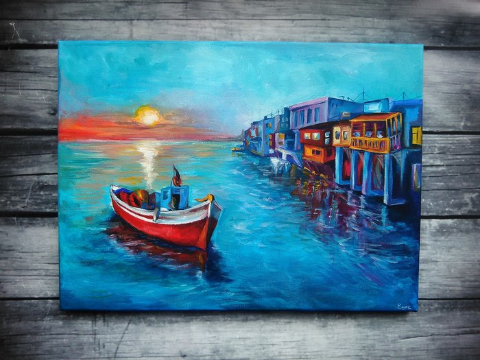 Acrylic painting on canvas - My, Painting, Sea, Italy, Creation, Art, Drawing, Acrylic