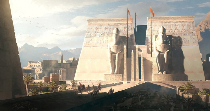 Temple of Bird in Memphis (Concept art Assassin's Creed: Origins) - Art, Images, Ancient Egypt, Temple, Memphis, Concept Art, Assassins creed origins