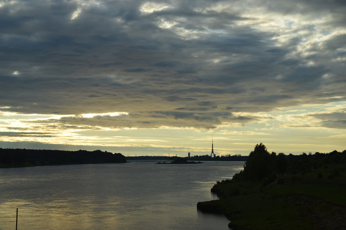 Riga view from the hydroelectric power plant - Sunset, My, The photo, Riga, River