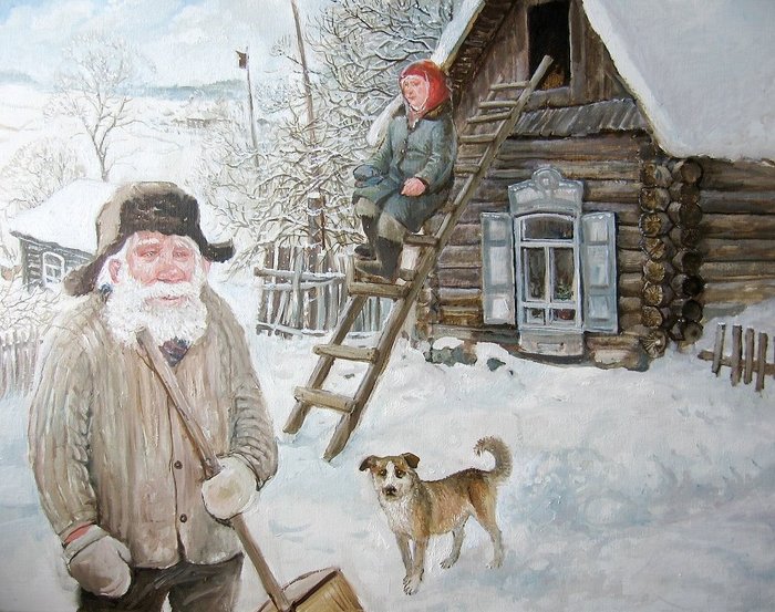 Grandfather and Baba lived (Part 4, perhaps the final one) - Painting, Sheep, Grandmothers and grandfathers, Village, Longpost