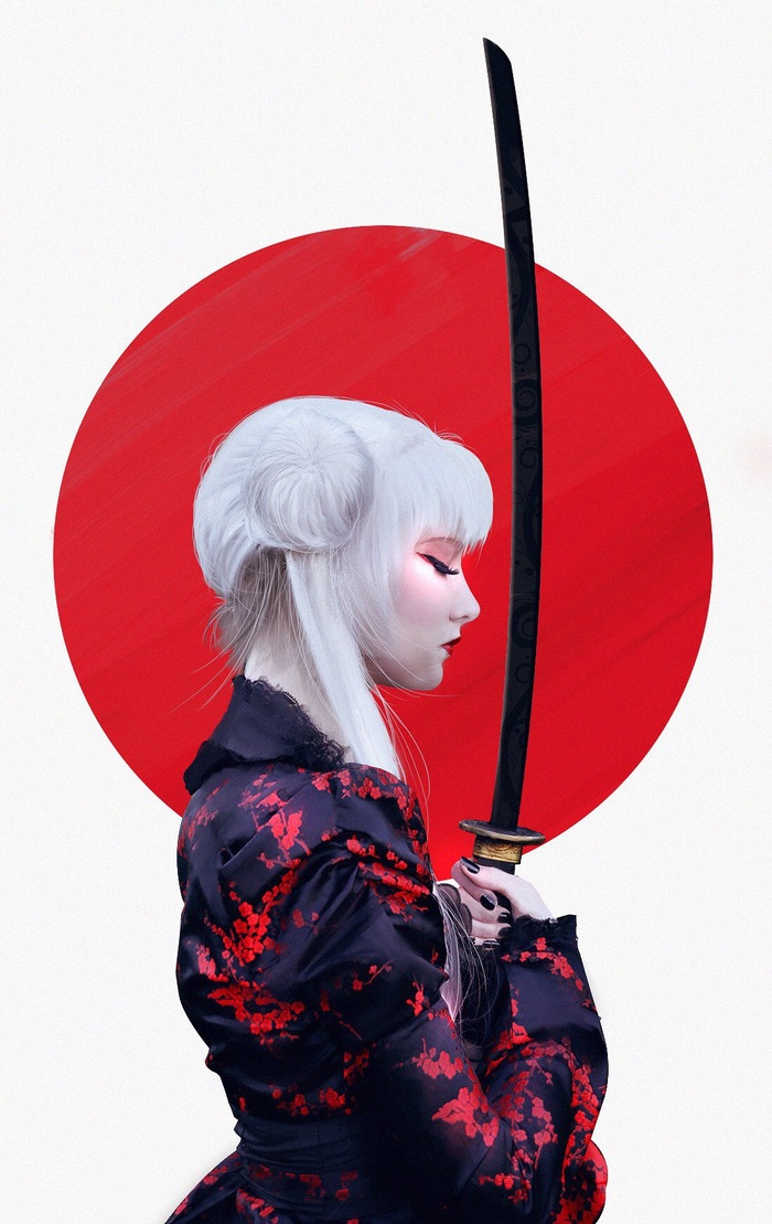Red sun - Japan, Art, Samurai, Cosplay, Geisha