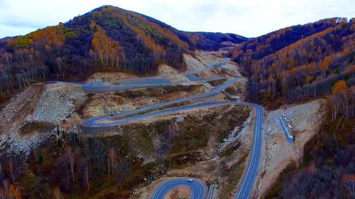 Beautiful road serpentine in Belokurikha 2 in Altai. - My, Altai, Altai region, Belokurikha, Belokurikha Resort, Video, Longpost, Altai Republic