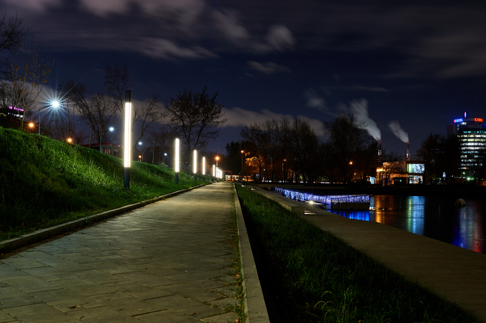 Evening Presnya and Shelepikha - My, Nikon, Night, The photo, Reflection, Moscow, Longpost