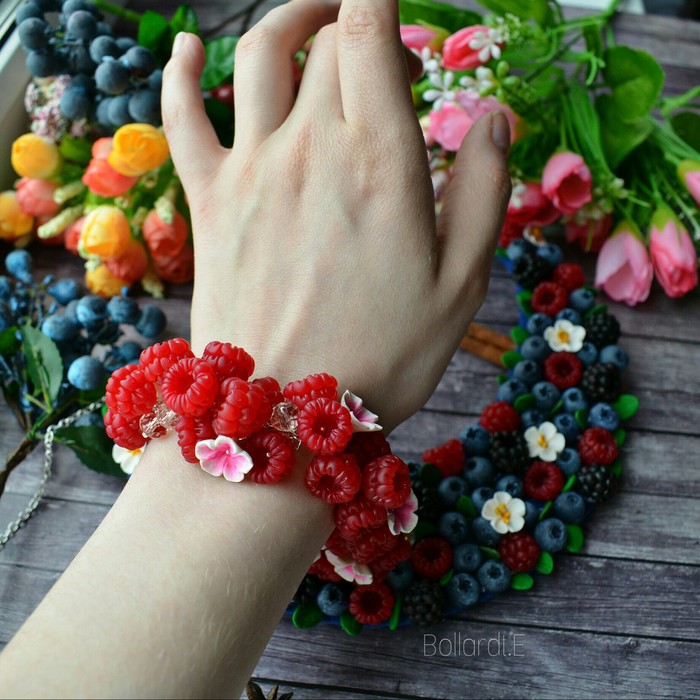 berry mood - My, Polymer clay, Berries, A bracelet, Лепка, Hobby, Creation, Needlework, Needlework without process, Longpost