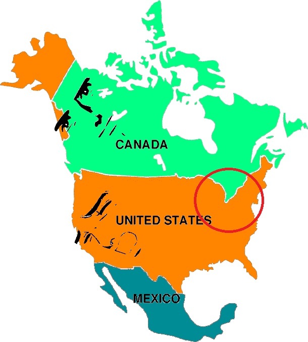 Границы северной америки какие. Граница Канады и Америки на карте. США Канада Мексика на карте. С кем граничит Америка карта. Границы США.