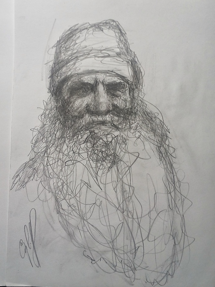 Quick sketch of an old man - My, Sketch, Old men, Drawing, Pencil, sketch, Portrait, Artist