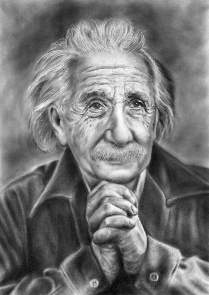 Albert Einstein - My, Art, Pencil drawing, Albert Einstein, Portrait, Grandfather