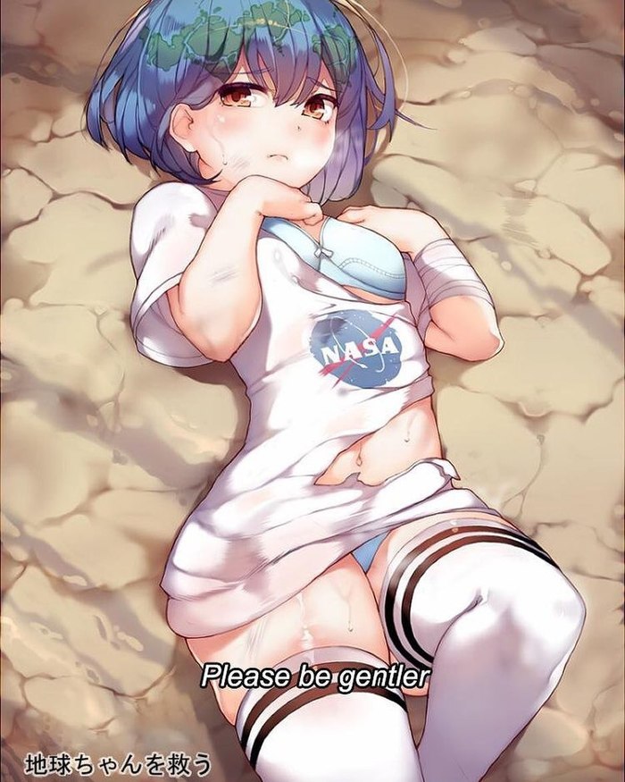 Be gentle with Earth-chan - Anime art, Anime, Not anime, Mascot, Earth-Tian, Humanization