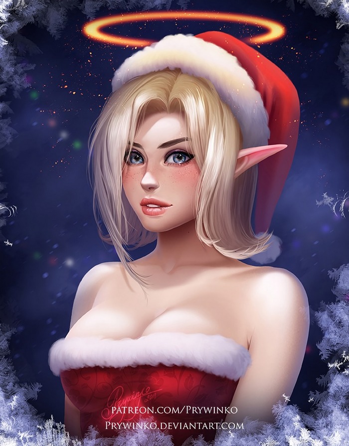 Mercy the christmas elf - Overwatch, Mercy, Prywinko