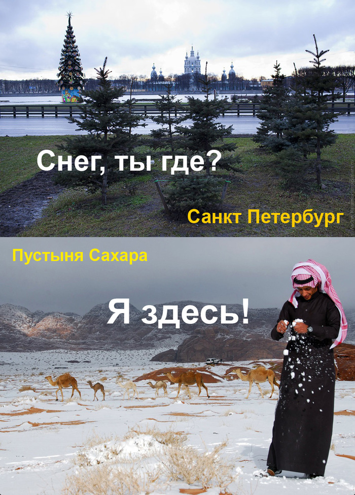 weather anomaly - Sahara, Snow, Picture with text, Images, Saint Petersburg