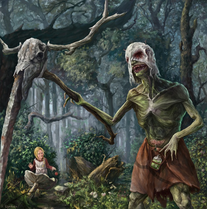 Owner of the forest - My, Monster, Horror, Horror, Goblin, Forest, , , Dark fantasy, Longpost